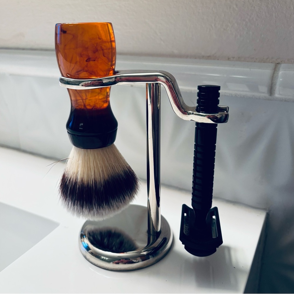 Art of Shaving chrome beard brush and razor stand